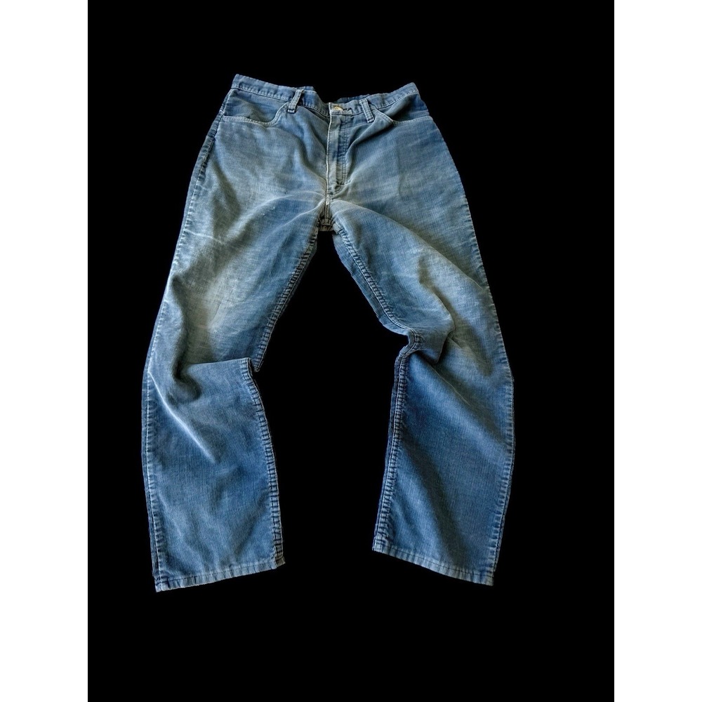 Vintage 70s‎ Rustler Blue Pants Corduroy Men's Size 32x28.5 Distressed Fade